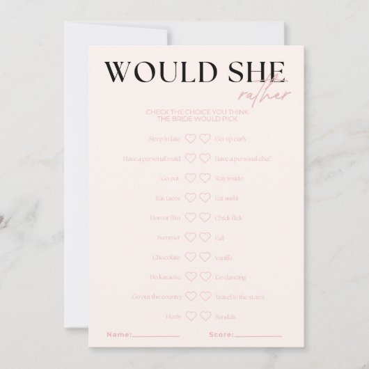 Nova würde eher Bridal Game spielen Einladung (Vorderseite)