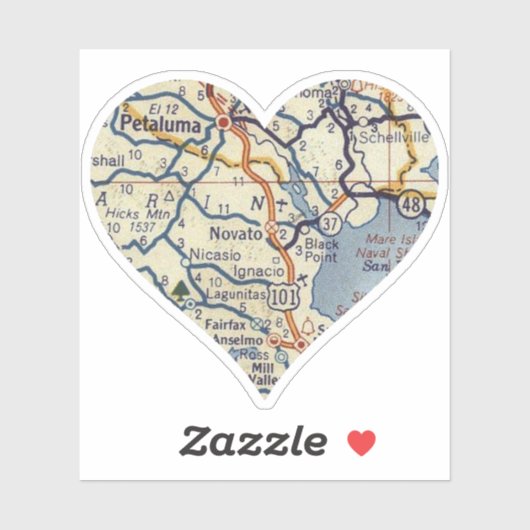 Novato California Vintag Map Aufkleber (Blatt)