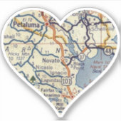Novato California Vintag Map Aufkleber (Vorderseite)