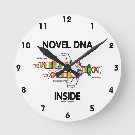 Novel DNA Inside (Molekularbiologie-Spaß) Runde Wanduhr (Vorderseite)