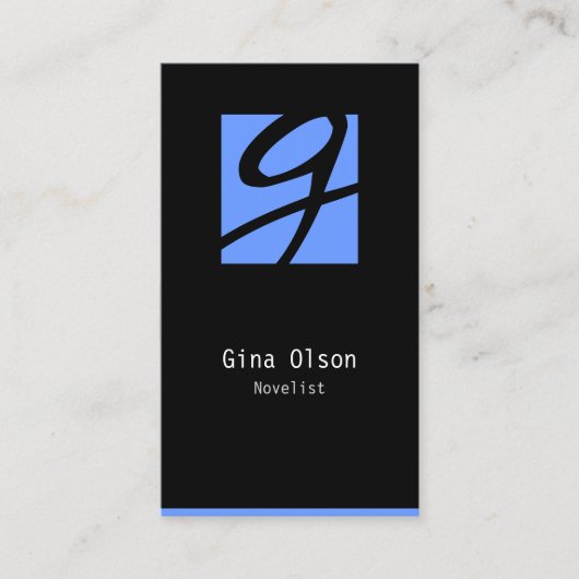 Novelist Business Card Monogram Block Visitenkarte (Vorderseite)