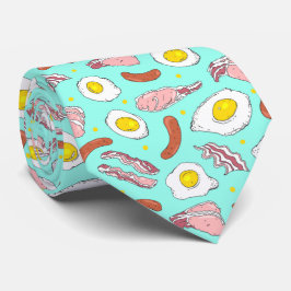 Novelty Bacon Egg Wurst Frühstück Blau Krawatte