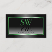Novelty Black and White Ombre Green Frame Monogram Visitenkarte (Vorderseite)