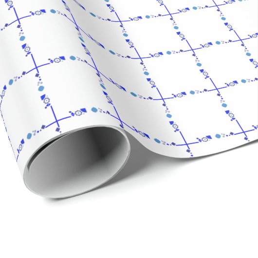 Novelty Blue White Grid Geschenkpapier (Rolleneckpunkt)