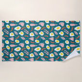 Novelty Eggs Bacon Sausage Fried Breakfast Koch Strandtuch (Vorderseite)