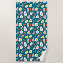 Novelty Eggs Bacon Sausage Fried Breakfast Koch Strandtuch