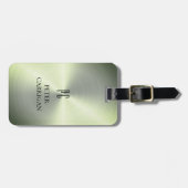 Novelty Elegant Mit Monogramm Green Metallic Gepäckanhänger (Vorderseite horizontal)