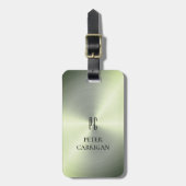Novelty Elegant Mit Monogramm Green Metallic Gepäckanhänger (Vorderseite vertikal)