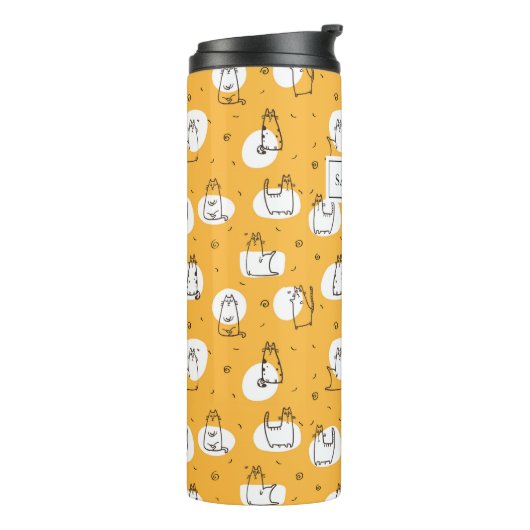 Novelty Funny Niedlich Kittens Pattern Personalisi Thermosbecher (Nach links gedreht)