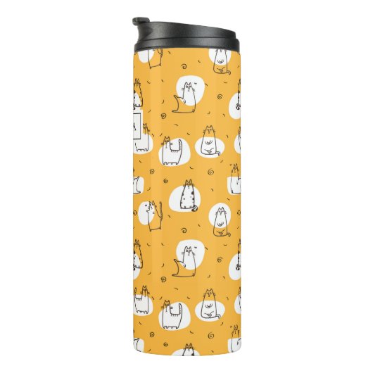 Novelty Funny Niedlich Kittens Pattern Personalisi Thermosbecher (Nach rechts gedreht)