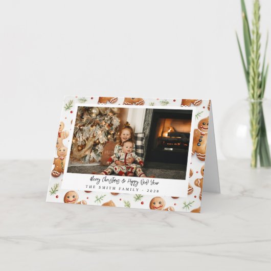 Novelty Gingerbread Men Holiday Foto Dankeskarte (Vorderseite)