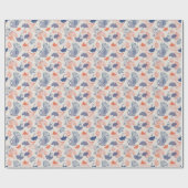 Novelty Ginkgo Leaf Pattern Navy Blue & Orange Geschenkpapier (Flach)