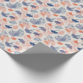 Novelty Ginkgo Leaf Pattern Navy Blue & Orange Geschenkpapier (Ecke)