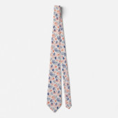 Novelty Ginkgo Navy Blue und Orange Pattern Krawatte (Vorderseite)