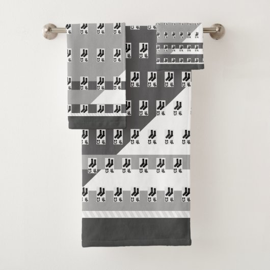 Novelty Grau Weiße Socken Badehandtuch Set (Insitu)