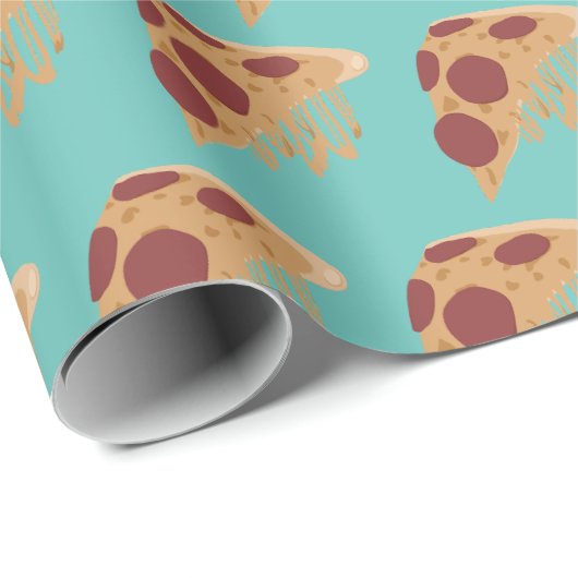 Novelty Melting Cheese Pepperoni Pizza Pattern Geschenkpapier (Rolleneckpunkt)
