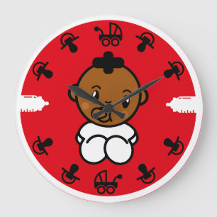 Novelty Niedlich Black Baby Gift Große Wanduhr