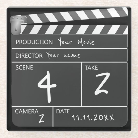 Novelty Personalisiert Custom Movie Clapperboard Glasuntersetzer (Vorderseite)
