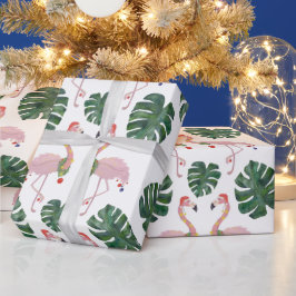 Novelty Pink Santa Flamingo Green Weihnachtsfeiert Geschenkpapier
