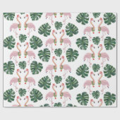 Novelty Pink Santa Flamingo Green Weihnachtsfeiert Geschenkpapier (Flach)