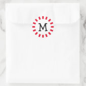 Novelty Red White Black Monogram Peppermint Candy Runder Aufkleber (Tasche)