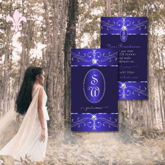 Novelty Royal Blue Verziert Ornaments Initials Chi Visitenkarte