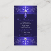 Novelty Royal Blue Verziert Ornaments Monogram Chi Visitenkarte (Rückseite)