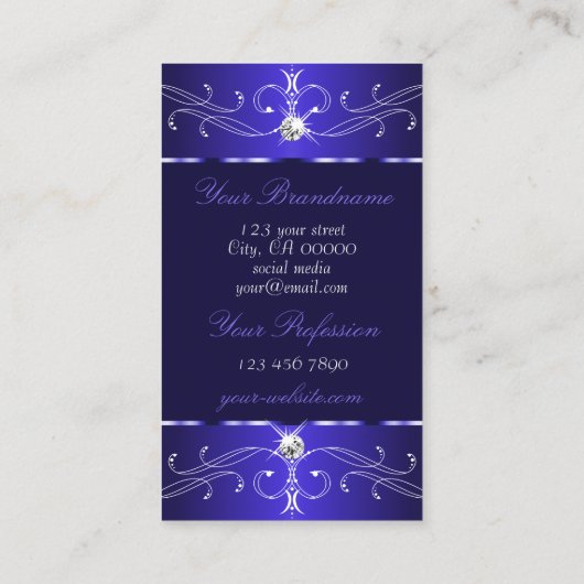 Novelty Royal Blue Verzierte Ornamente Visitenkarte (Rückseite)