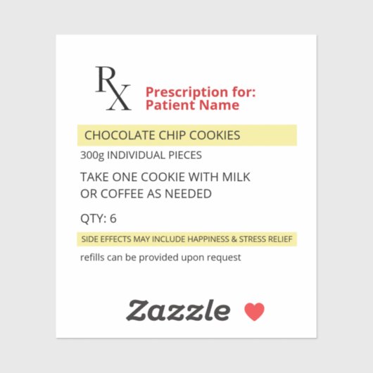 Novelty-Rx-Verschreibung Etikett Aufkleber (Blatt)