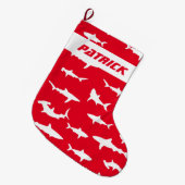 Novelty Shark Lover Rot und Weiß Festival Großer Weihnachtsstrumpf (Vorderansicht (hängend))
