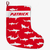 Novelty Shark Lover Rot und Weiß Festival Großer Weihnachtsstrumpf (Vorderseite)