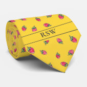 Novelty Strawberry Modern Add Initials Bright Bold Krawatte (Gerollt)