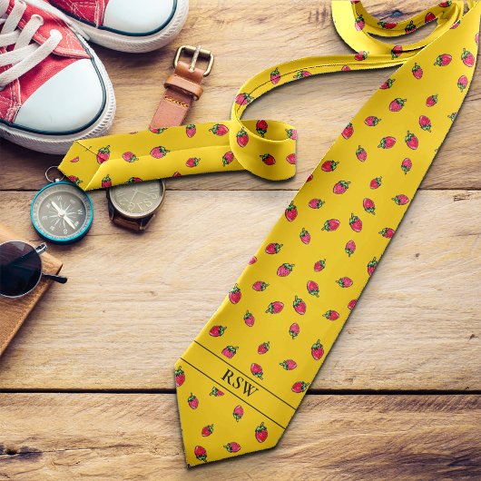 Novelty Strawberry Modern Add Initials Bright Bold Krawatte