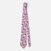 Novelty Wavy Striping Pink & Navy Blue Neck Tie Krawatte (Vorderseite)