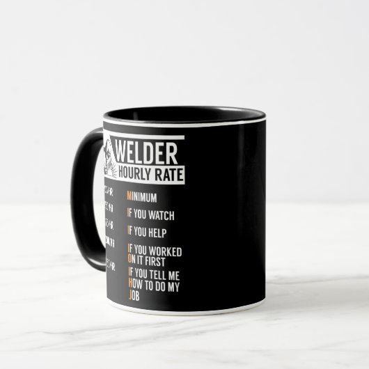 Novelty Welders Stundensätze sarkastisch Tasse (Vorderseite Links)