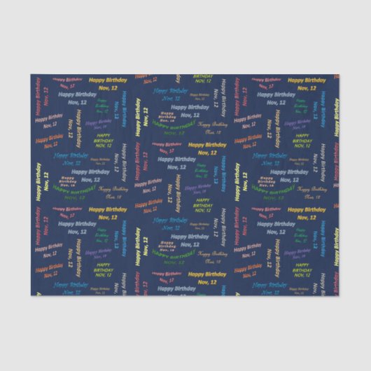 November, 12 Geburtstags-Gewebepapier Seidenpapier (Vorderseite)