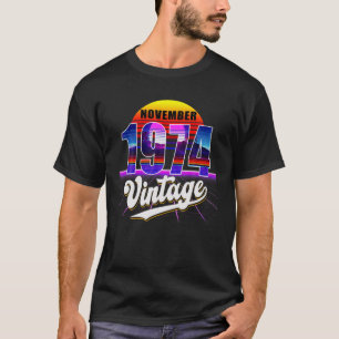 November 1974 Retro 47th Birthday Vaporwave 40S S T-Shirt