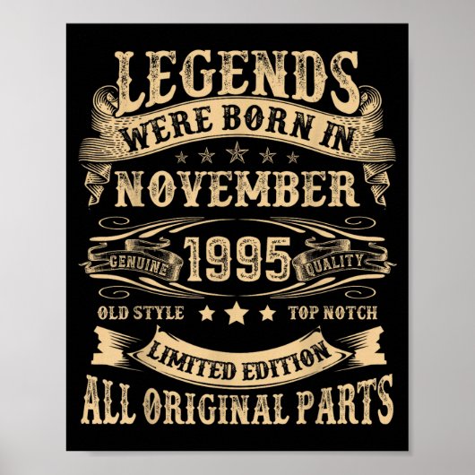 November 1995 30 Year Old Bday For Men 30th Birthd Poster (Vorne)