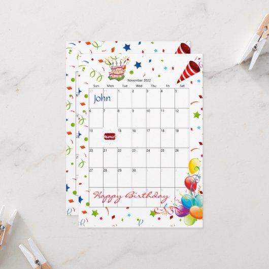 November 2022 Kalender Glückwunsch Einladung zum G (Vorderseite/Rückseite Beispiel)