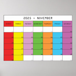 November 2025 Farbtage Kalender Planer Poster