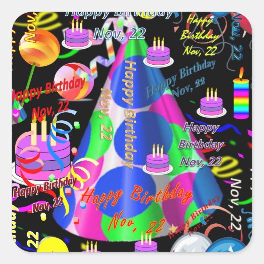 November, 22 Kindergeburtstag Stickers (Vorderseite)