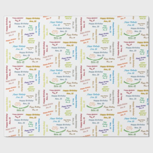 November, 25 Geburtstag Geschenkpapier (Flach)