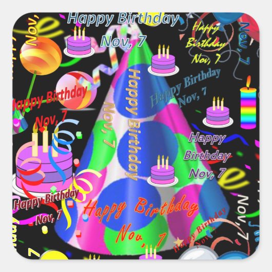 November, 7 Kindergeburtstag Stickers (Vorderseite)