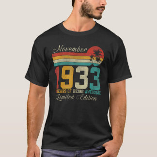 November 89 Vintag 1933 89 Geburtstag T-Shirt