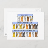 November 8th Birthday Cute Cartoon Cats Postkarte (Vorne/Hinten)