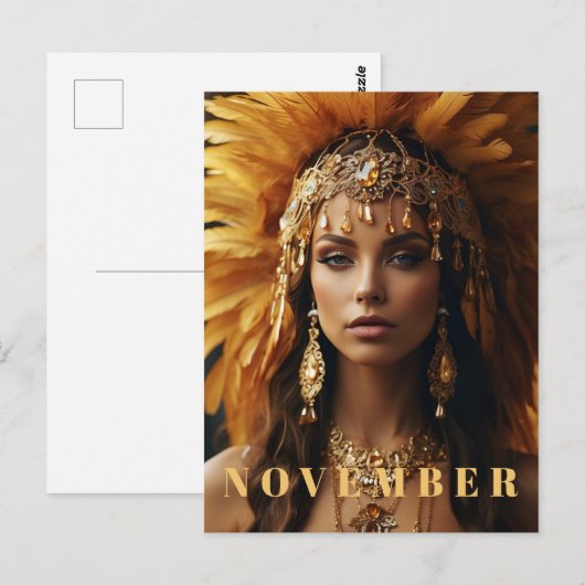 *~* NOVEMBER-Adresse Topaz Birthstone AP53 Boho Postkarte (Vorne/Hinten)