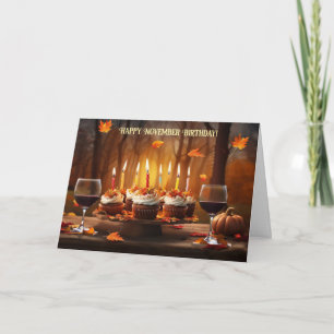 November Alles Gute zum Geburtstag mit Weincupcake Feiertagskarte