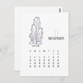 November Anpassbare Cactus 2024 Kalenderkarte Postkarte (Vorne/Hinten)