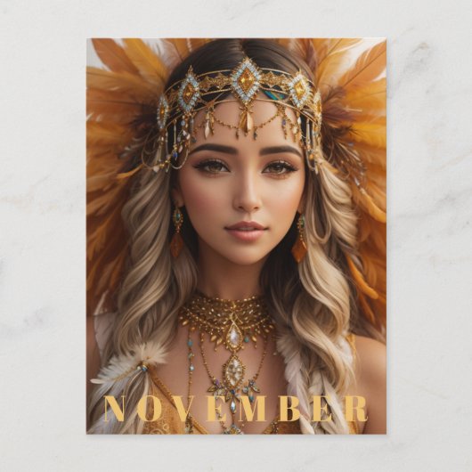 *~* NOVEMBER AP53 Headdress Topaz Birthstone boho Postkarte (Vorderseite)