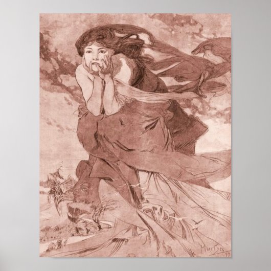 November Art Nouveau Alphonse Mucha Poster (Vorne)